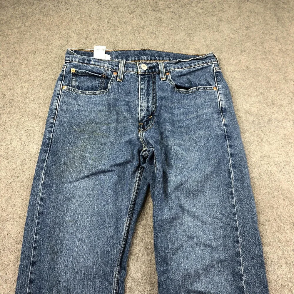 Levis 505 Jeans Mens 32x32 Blue Medium Wash Regular Straight Denim Pants Casual